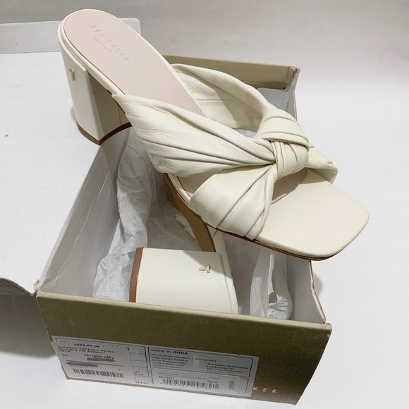 Ted Baker London Pyford White Leather Heeled Sandals Sqaure Toe Mules 10 40.5 - Picture 11 of 16